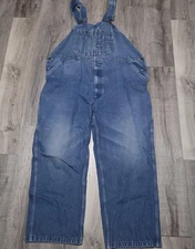 Big Smith Denim Bib Overalls Mens 48 Blue Workwear Carpenter Hammer Loop Pockets