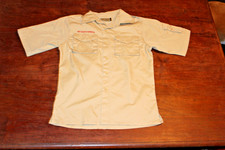 Boy Scouts of America BSA Youth Shirt Tan Large Plain No Patches Short Sleeve