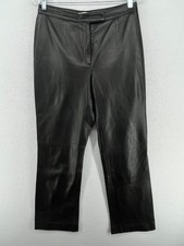 LORD  TAYLOR Pants Women 10P Petite Leather Straight Leg Lined Moto Biker Black
