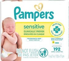 Pampers Baby Wipes Sensitive 192 Wipes Total 3 Refill Packs 