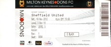 MK Dons v Sheffield United 10/11/12 League 1 Ticket