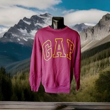 GAP Sweatshirt Men's L/50 Dark Red LOGO Pullover Crew Fleece Long SLV Unisex BC