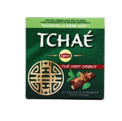 LIPTON GREEN TCHAE TEA - THE VERT ORIENT - 20 PYRAMID BAGS - FLAVOURED CHAI TEA