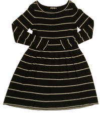 ELIZA J Womens LARGE Sweater Dress BLACK with WHITE STRIPES Knit Dress RN 114244