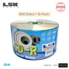 600 LSK CD CD-R Silver Shiny Top Duplication Grade 80Min/700MB/52x Thermal Print
