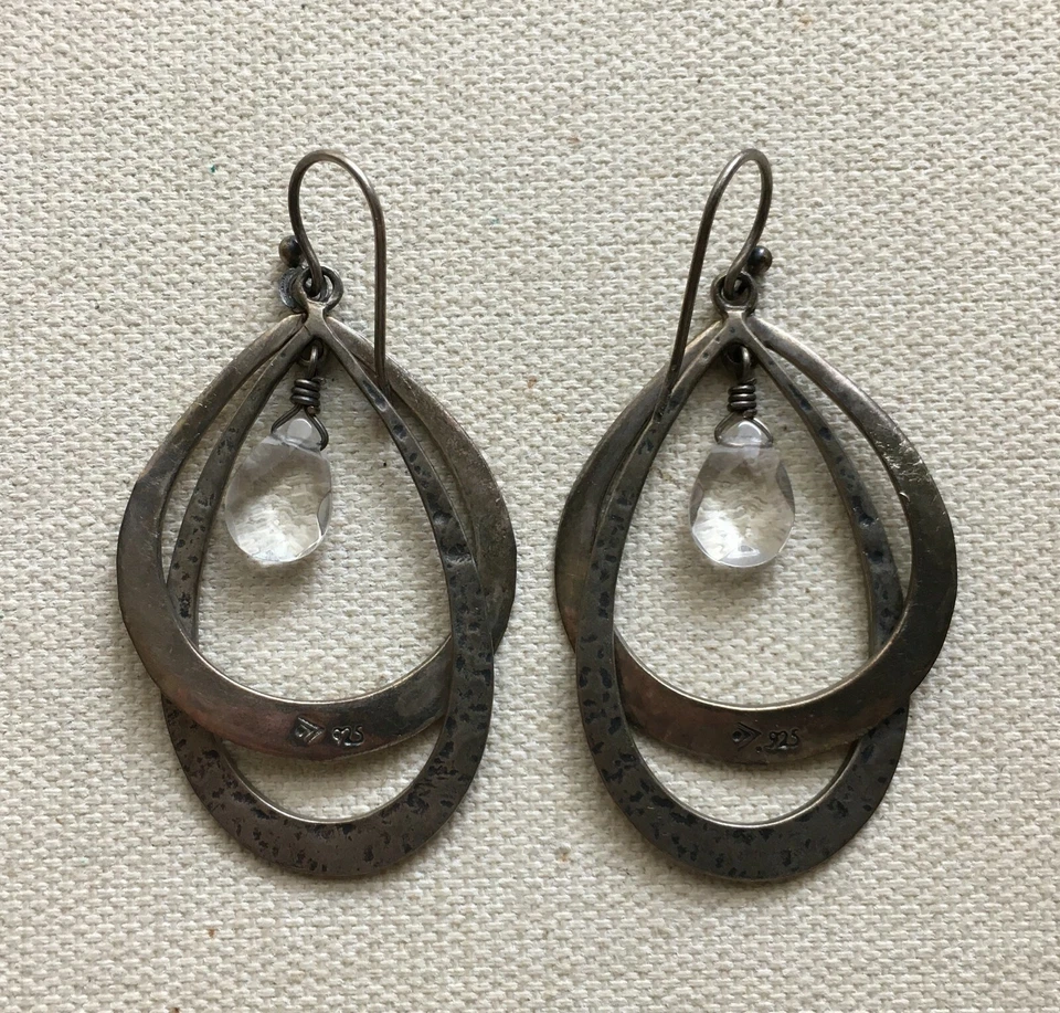 Pendientes Silpada Steampunk Cuelgan Rústico Martillado Lágrima Cristal Araña 2" Foto 3 de 4