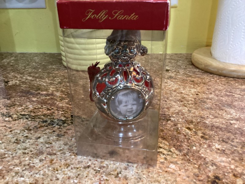Vintage Lenox For The Holidays "Jolly Santa" Silver Plated Christmas Ornament