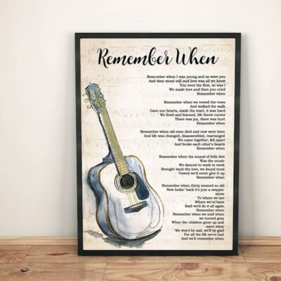 Remember When By Alan Jackson Vintage Lyrics Song Design Guitar Gift Art Poster