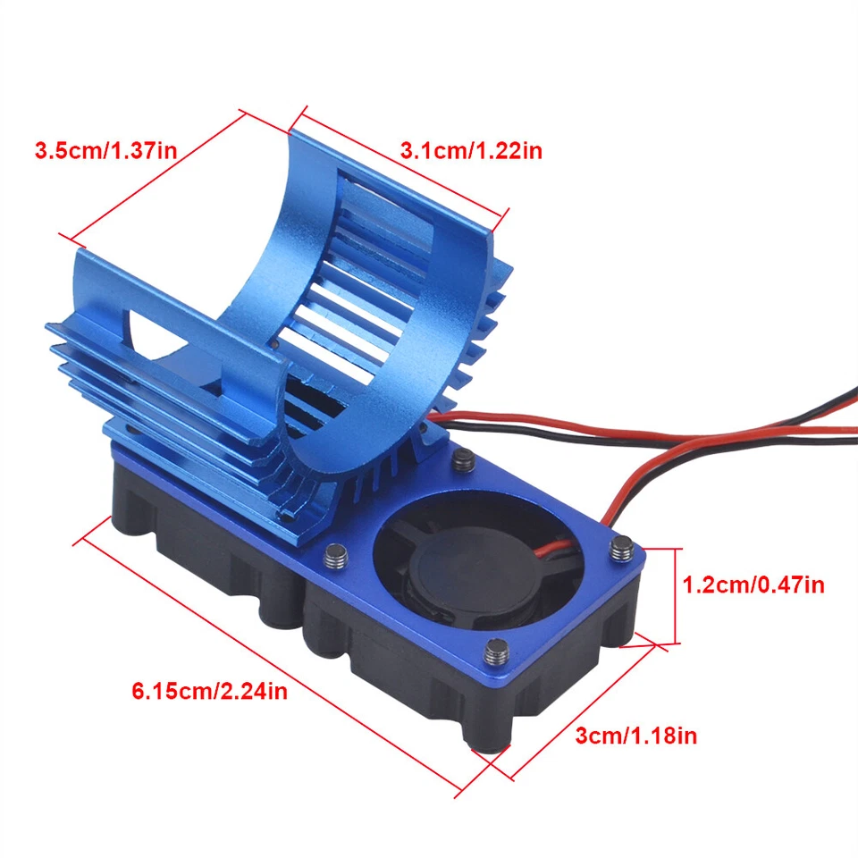 Aluminu HeatSink Cooling Fan for 1/8 1/10 RC Crawler Car 540 550 Brushless Motor - Image 2 of 4