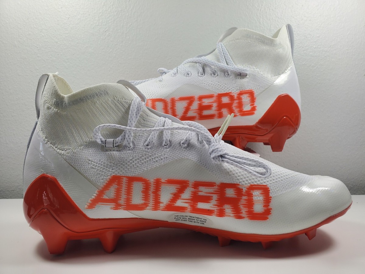 Adidas Adizero Primeknit Football Cleats Orange White Men\'s Size 13.5 GZ0422 New Adidas Adizero Primeknit Football Cleats White Orange Men main image 4