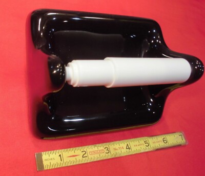 Gloss Black: Ceramic Toilet Paper Holder: Mastic Type: with white roller: NEW