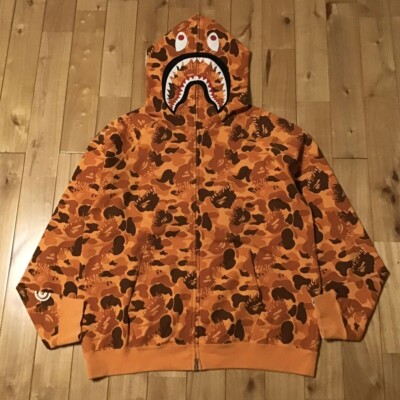 BAPE Fire camo shark full zip hoodie a bathing ape NIGO Orange