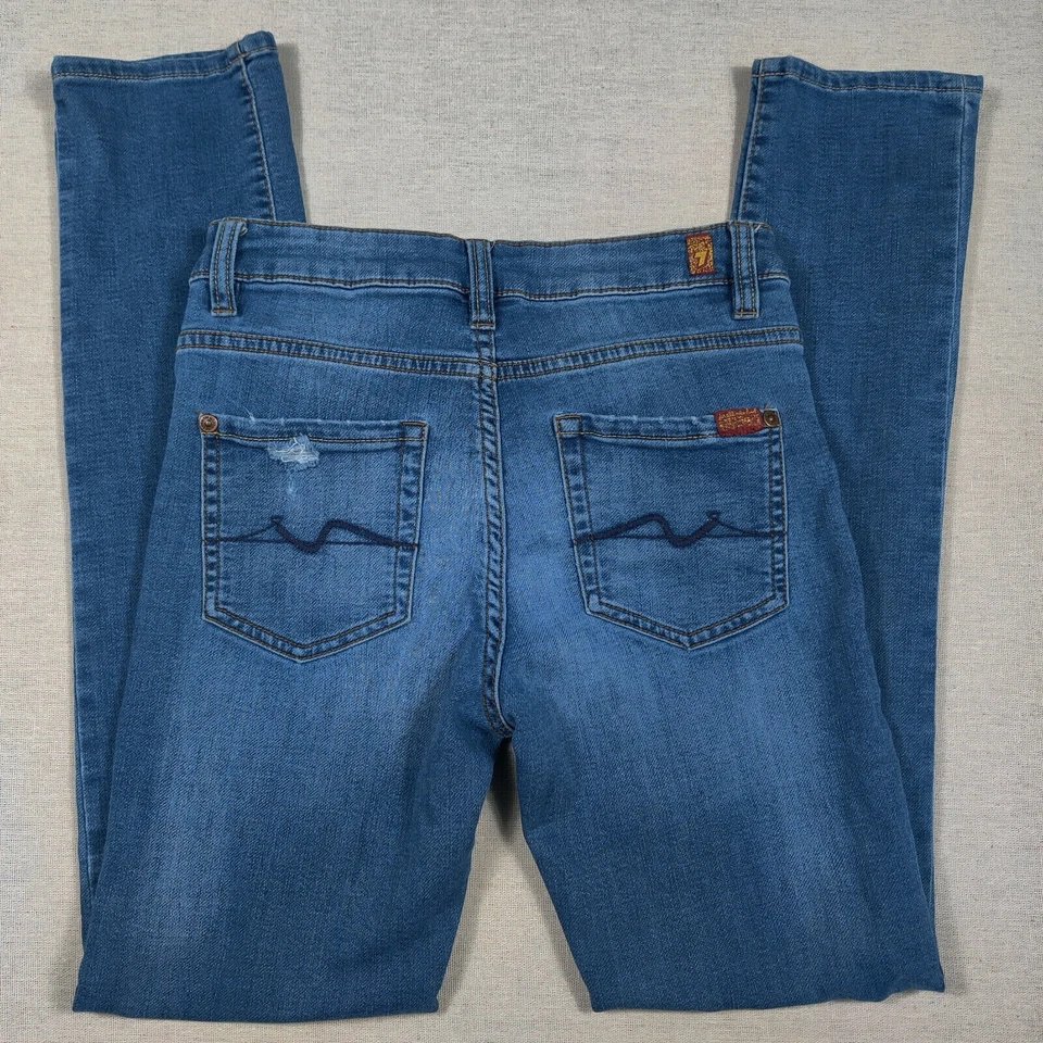 Pantalones de mezclilla elásticos lavados medios 7 For All Mankind Paxtyn ajustados para niñas talla 16 Foto 4 de 4