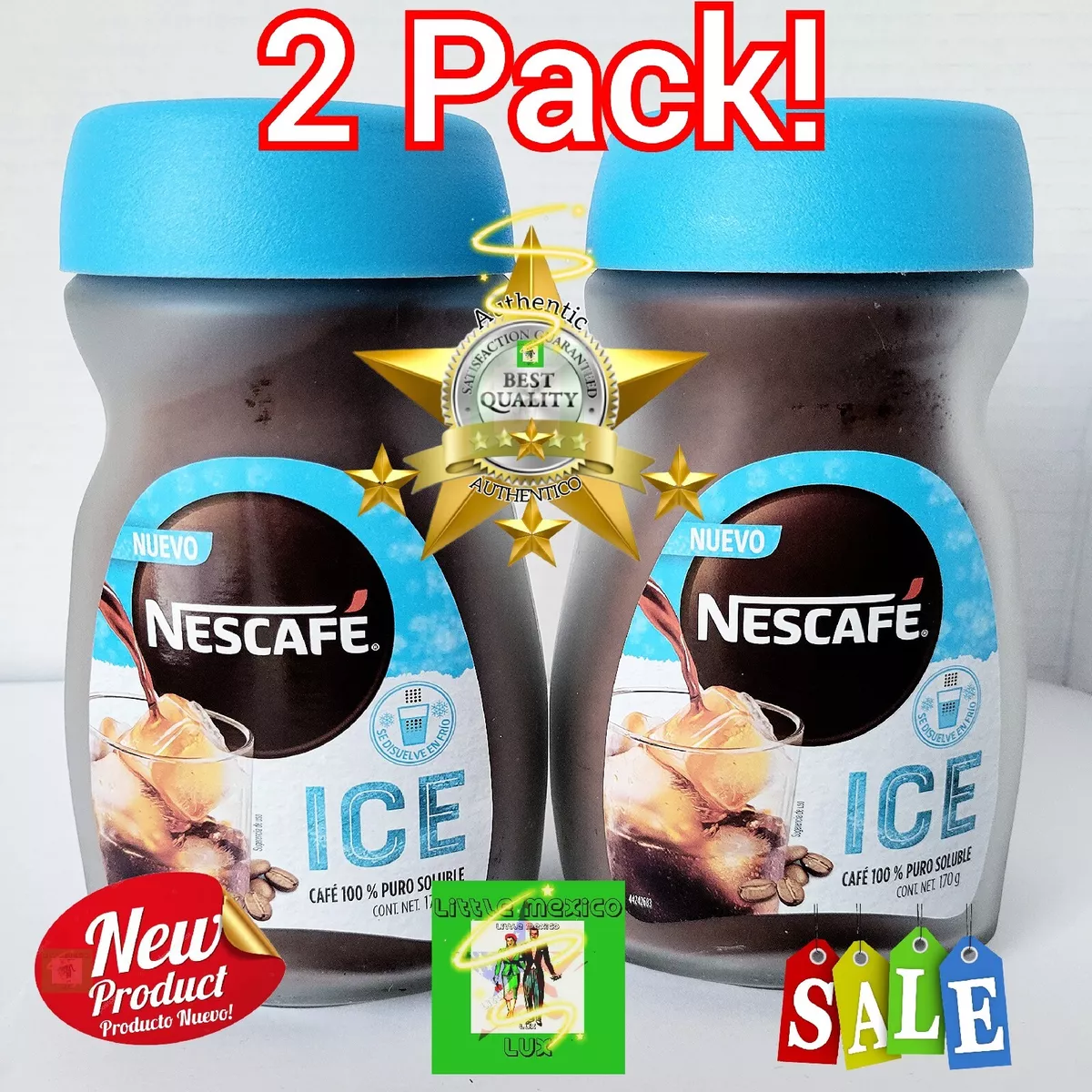 2X NESCAFE ICE/INSTANT ICED COFFEE/CAFÉ SOLUBLE PARA PREPARAR FRIO/170G  GLASS⚡️