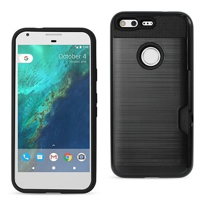 For Google Pixel Case Hybrid Dual Layer Slim Protect Cover w/ Card Holder Black