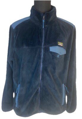 L.L. Bean Jacket Mens XL Blue High Pile Fleece Full Zip  Softshell Trim 505251