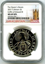 2021 GREAT BRITAIN 5PD QUEEN S BEASTS NGC MS69 DPL GRIFFIN OF EDWARD III
