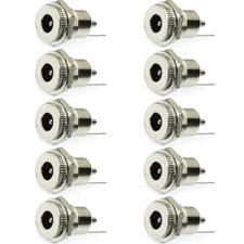 10PCS DC Power Supply Metal Jack Socket Female Panel Mount Connector 5.5 x 2.1mm