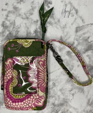 Vera Bradley Olivia Pink Print Wristlet / Wallet with Zip Around Zipper Floral