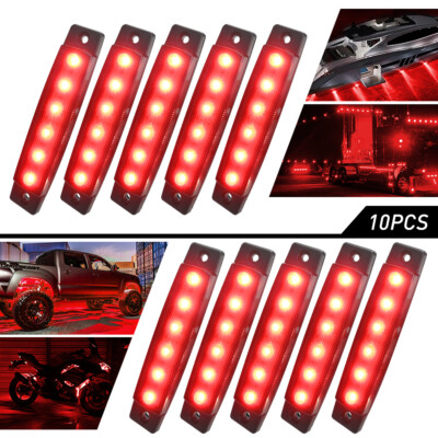 10PCS Smoked Red LED Clearence Light Front Rear Side Marker Indicator Light