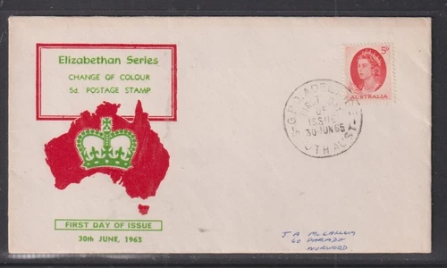 Australia "Parade" 1965 -  5d Queen (RED) FDC Adelaide to Norwood