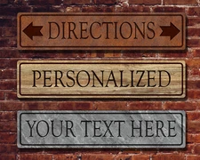 Custom Street Sign Name Wall Door Decor Sign Vintage Rusty Wood Stone ImageACW03