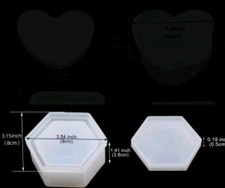 Silicone Mold Hexagonal Trinket Jewelry Box W/ Lid 2 Piece For Epoxy Resin Craft