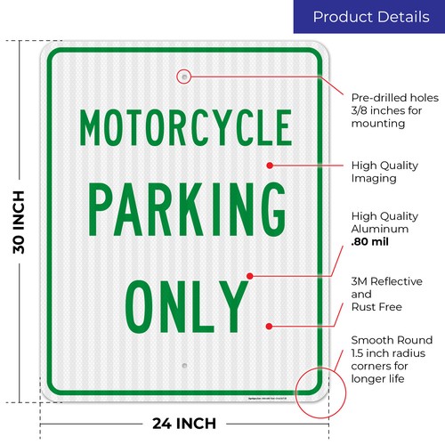 Solo letrero de estacionamiento para motocicletas, - Imagen 74 de 84