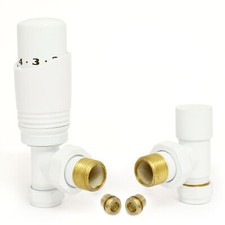Modern Thermostatic Radiator Valve Pair 10mm Angled TRV - Cascade | Hot Flow