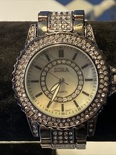 Orologio donna BORA Gun tono metallo con strass batteria nuova