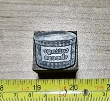 Vintage Letterpress Printing Block Cottage Cheese Container