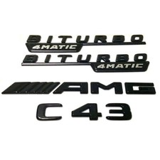 Gloss Black C43 Amg Biturbo 4matic Rear Emblem Badge For Mercedes W205 C205 New
