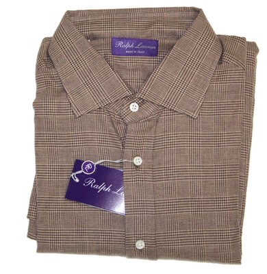 Ralph Lauren Purple Label Italy Mens Indigo Cotton Casual Chambray Dress Shirt Dress Shirts Clothing Shoes Accessories