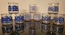 Vintage Oui Yoplait Glass Jars Stripes Scallops & Floral