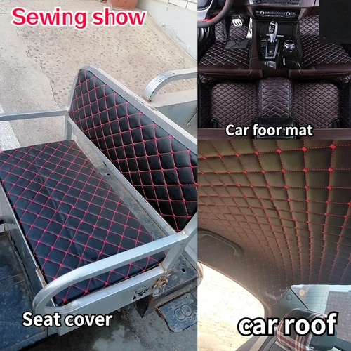 63'' Quilted Faux Leather Foam Fabric Waterproof Car Upholstery Sewing Material - Picture 5 of 12