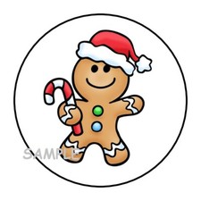 30 CUTE GINGERBREAD MAN ENVELOPE SEALS LABELS STICKERS 1.5" ROUND FAVORS GIFTS