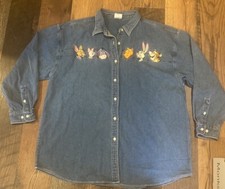 Vintage The Disney Store Winnie The Pooh Denim Jacket Button Up Tigger Piglet