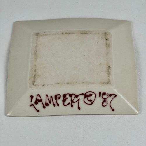 Signed Vintage Rectangular Ceramic Art Plate With Fruit Design, C 1987 - Picture 5 of 5
