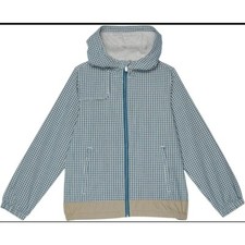 Peek Beau Mini Check Hooded Jacket in Blue/Gray Size XS