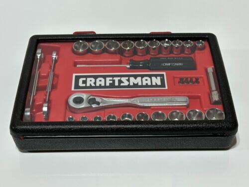 Craftsman Tools USA 33429 NEW NOS 29pc 3/8” Drive SAE Metric Socket Mechanic Set - Foto 1 di 13