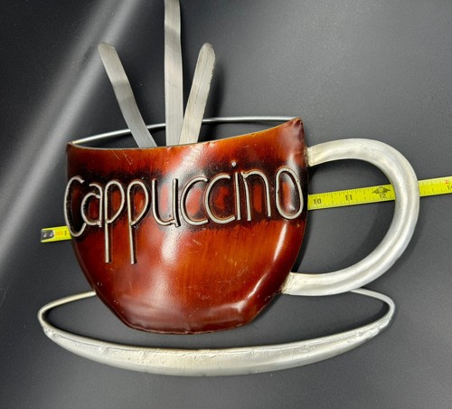 Tazza da caffè cappuccino metallo arte da parete decorazione bar 13”x 14” - Foto 9 di 10