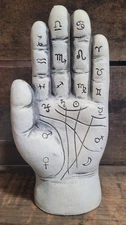 Palmistry Hand Statue – 8" Zodiac & Astrology Symbols Resin Sculpture Decor
