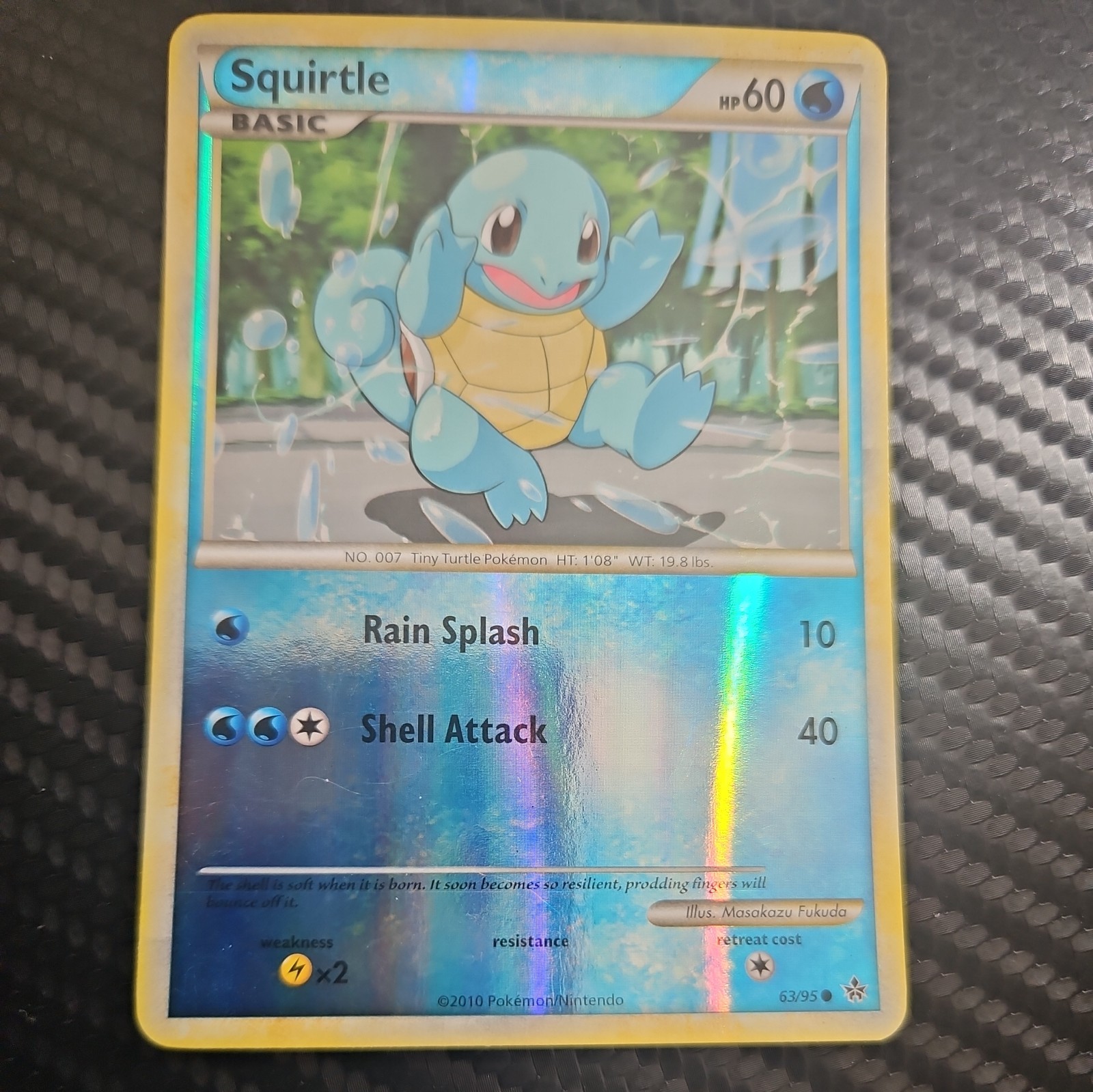 Pokémon TCG Squirtle 63/95 Reverse Holo Rare HGSS Unleashed  2010 LP