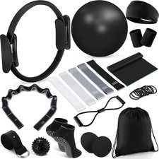 18 Pcs Home Pilates Ball and Ring Circle Set Yoga Fitness Essentials Kit with 5