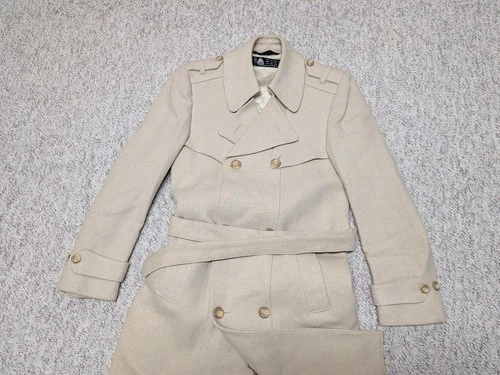 vintage OVERCOAT wool BELTED off-white 36 sherlock AMERICAN MALE slim XS image 14