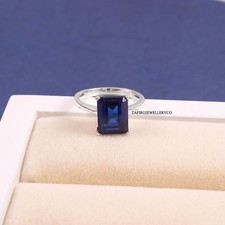Blue Sapphire Ring, Promise Ring, Pave Ring, Lab Created Sapphire