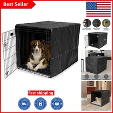 Machine Washable Black Dog Crate Cover - Fits Most 42-inch Kennels with Ease