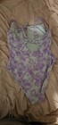 Soft tie-dye one-piece swimsuit in lavender and white . Supportive bust — photo 2