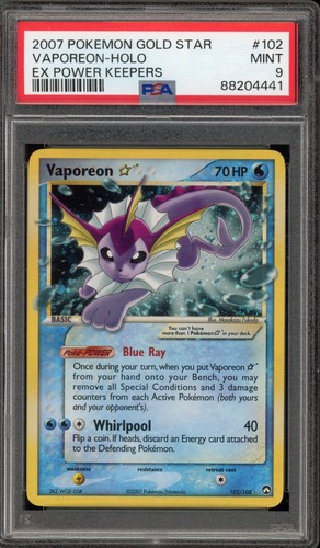 Pokemon Vaporeon Gold Star EX Power Keepers Holo Ultra Rare #102 PSA 9 Mint