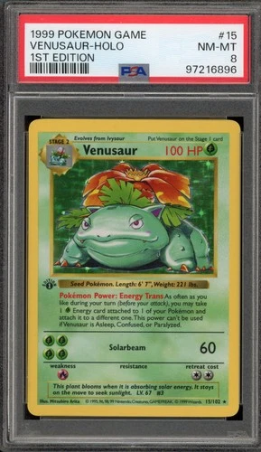 Pokemon Venusaur Base Set Shadowless 1st Edition Holo Rare #15 PSA 8